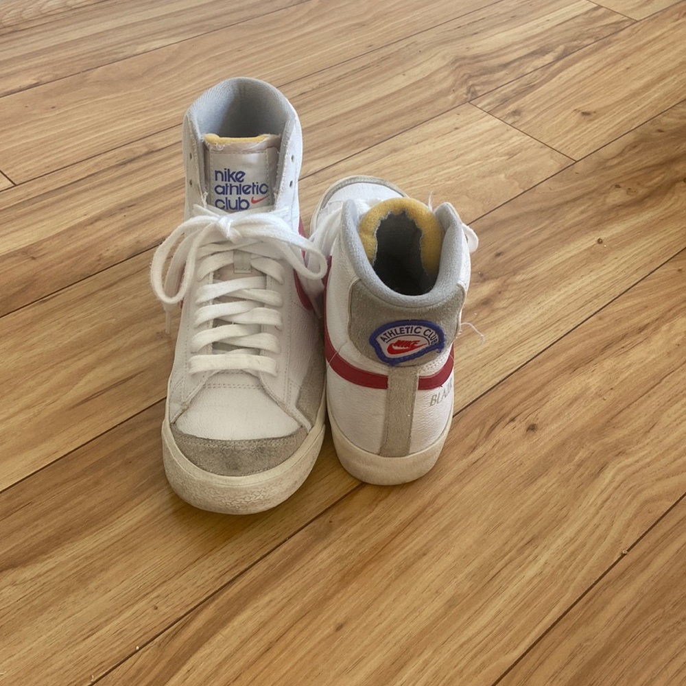 Nike White and Gray High-Tops with Red Accent